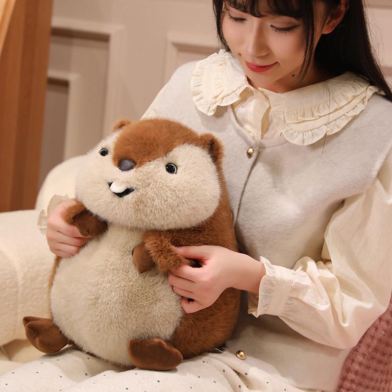 Nuovo peluche realistico e tenero a forma di marmotta capibara, adorabile peluche di marmotta seduta, regalo di Natale e compleanno.