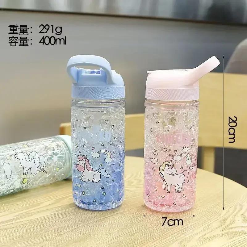 400ml Cartoon Children's Plastic Bottle Double Layered Water Bottle Outdoor Portable Portable Water Cup Sports Water Cup
