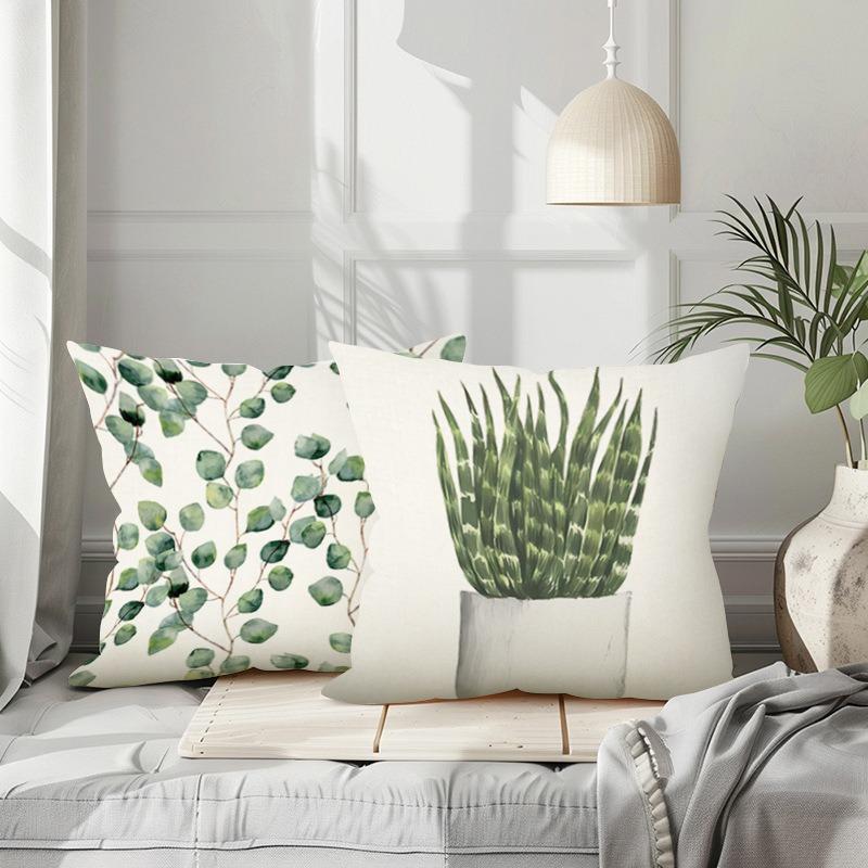Cactus Plant Print Home Decor Pillowcase Bedroom Living Room Sofa Decoration Polyester Cushion Cover With Zipper