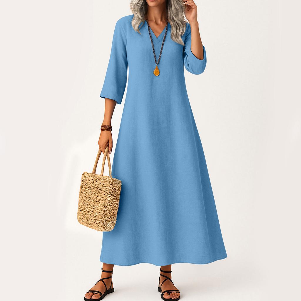 Long Sleeve Maxi Dresses for Women V Neck Casual Womens Dresses Loose Fit Summer Dresses for Women Sundresses for Women