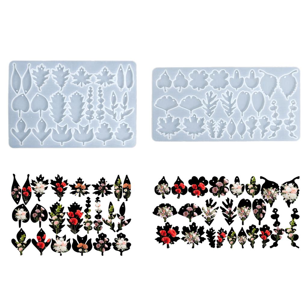 Premium Food Grade Silicone Leaf Earring Pendant Mold Sturdy Ear Jewelry Mold For DIY Resin Jewelry Keychain Crafting