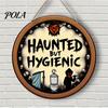 Waterproof Halloween Sign Bathroom Hanging Ornaments, Creative Ghost Wooden Party Decoration Sign, Decorative Wall for Restroom Rustic Wood Decor