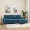 Vidaxl 3-Seater Sofa with Footstool, Blue, 180 Cm, Velvet
