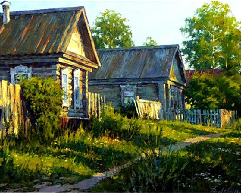 5D DIY Diamond Painting New Landscape Spring Rural House Diamond Embroidery Cross Stitch Flower Branches Dog Animal Rhinestones Mosaic Home Decor