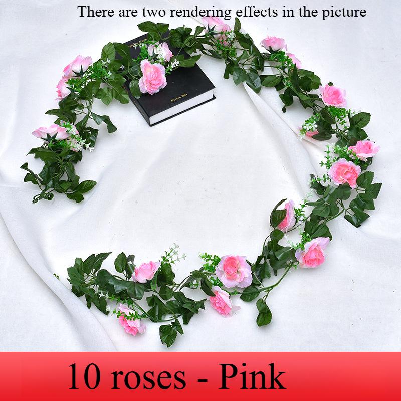 Silk Artificial Rose Vine Hanging Flowers for Wall, Rattan Fake Plants Leaves Garland, Wedding Home Garden Arch Decoration