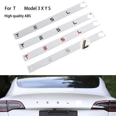 3D ABS Logo T+E+S+L+A Letter Rear Emblem Car Trunk Badge Label Electroplated for Model 3 Y S X Modification Accessories