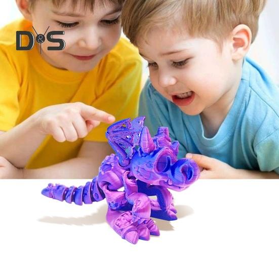 

3D-печатная фигурка дракона, многосоставная подвижная фигурка крылатого дракона, шарнирная модель летающего дракона, украшение для домашнего офиса и рабочего стола