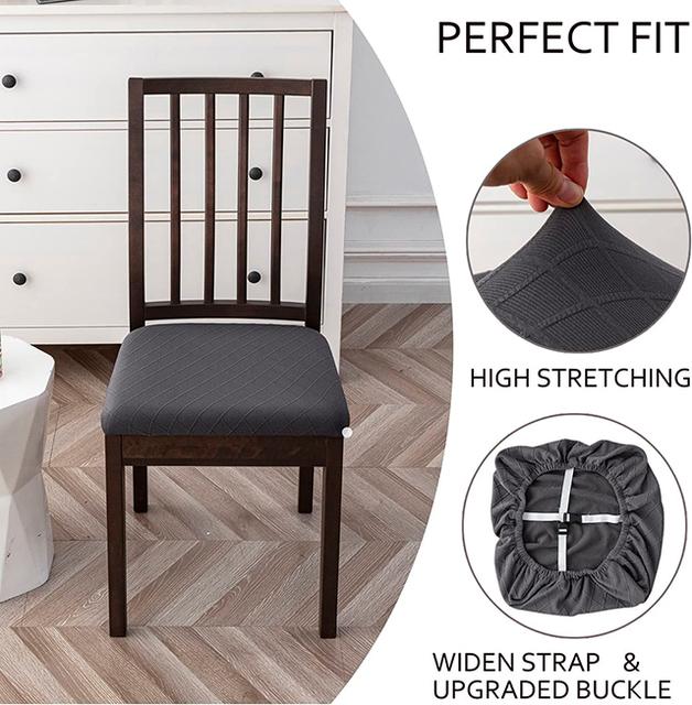 

Water Resist Seating Seat Cover Stretch Jacquard Cushion Cvoers For Kitchen High High-grade Machine Machine Washable Chair Covers For Home Dining 1-Pcs темно серый