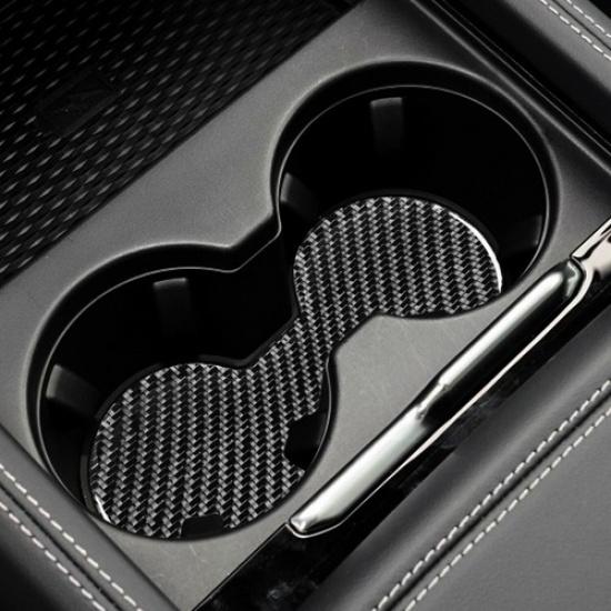For Ford Mustang Mach-E Carbon Fiber Interior Rear Cupholder Base Cover Trim