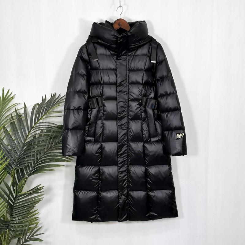 Womens Mid-Length Hooded Down Coat Winter Thick Warm Slim Fit Long Sleeve Parka With High Fill Power Duck