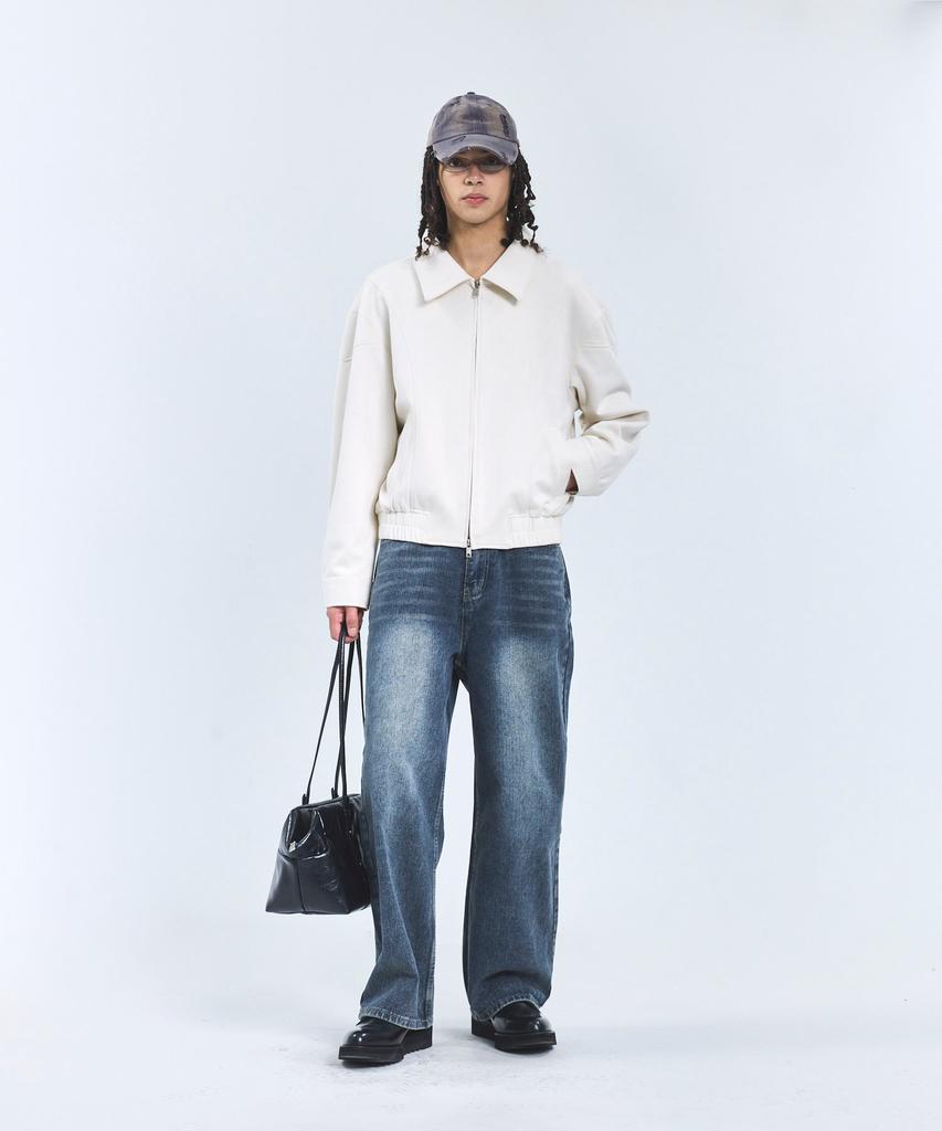 Standarderror 87-Stan061 Layer Line Suede Blouson Jacket Ivory