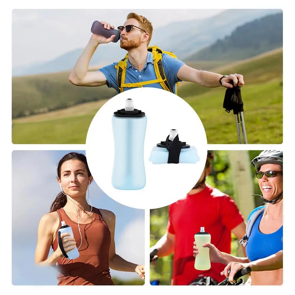 350ml Collapsible Silicone Water Bottle Leakproof Soft Flask For Running Marathon Hiking Cycling Foldable Portable Sports Water