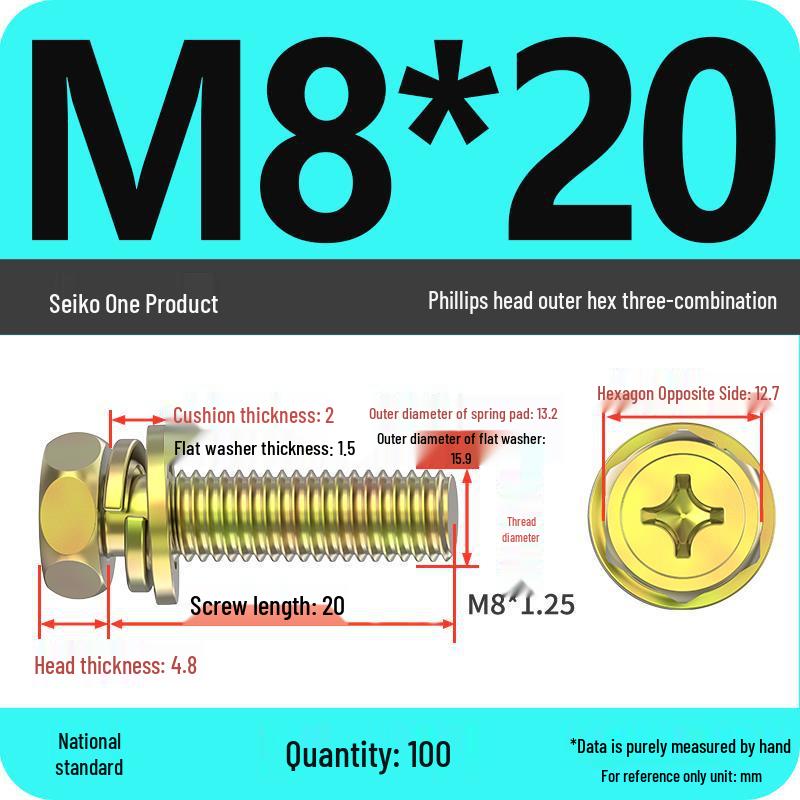 Hexagon Head Combination Screw Bolt Set with Washer and Spring Washer