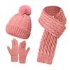 3Pcs/Set Warm Winter Hat Scarf Gloves Set Windproof Scarf Neck Warmer Suit  for Men Women