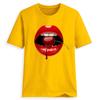 Women Girls Plus Size Lips Print Shirt Short Sleeve T Shirt Blouse Tops
