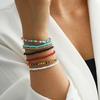7Pcs Women Bracelets Beaded Colorful Jewelry Elastic Contrast Color Beads Anklets Bracelets for Beach