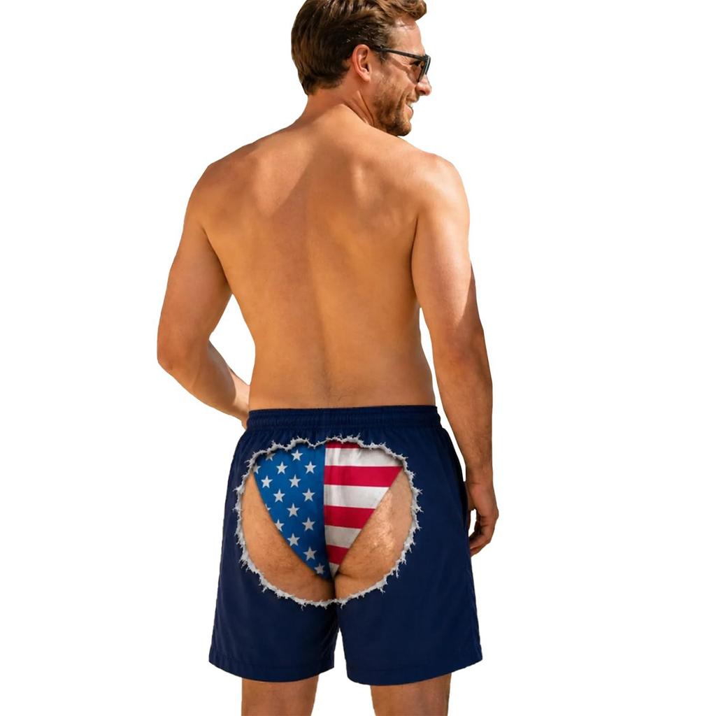 Men's Funny Print Elastic Waist Swim Trunks Beach Shorts for Pool and Beach