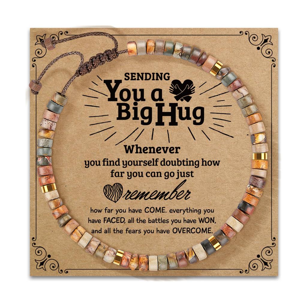 Adjustable Handmade Stone Bracelet Decoration for All Ages Featuring A Blessing Card and Multiple Color Addition