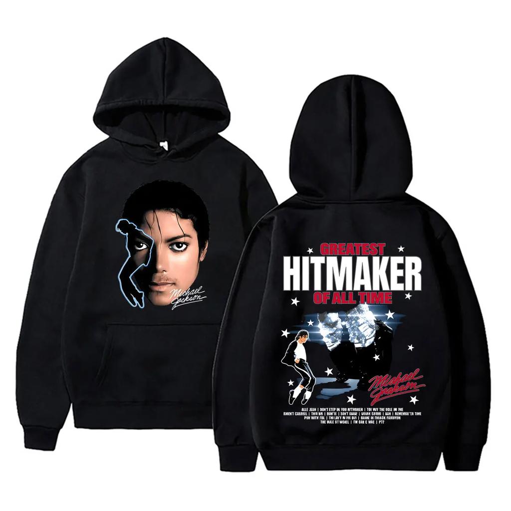 Felpa con cappuccio grafica Michajackson Re del Pop Uomo Donna Vintage Gotico Rock Felpa Uomo Hip Hop Punk Felpe con cappuccio oversize