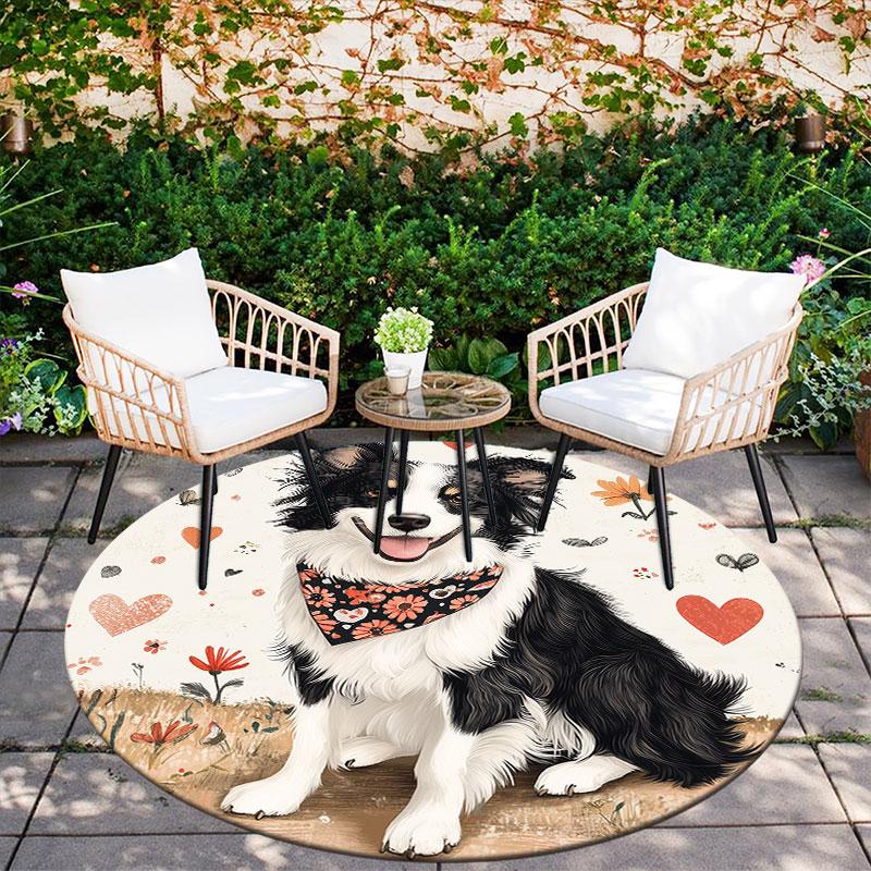 Sheepdog pattern round rug,Carpet Rug for Living Room Bedroom Playroom ,Non-slip Floor Mat,Holiday Gifts and Birthday Gifts.