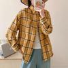 Women's Retro Plaid Long Sleeve Shirt - Spring/Autumn Loose Fit, Korean Style Casual Jacket