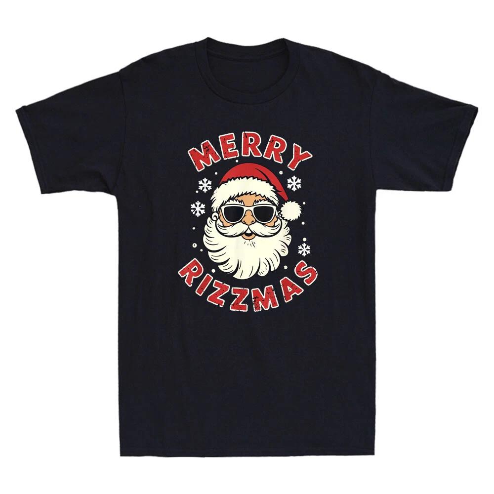 Merry Rizzmas Christmas Rizz Funny Santa With Sunglasses Vintage Men s T-Shirt L