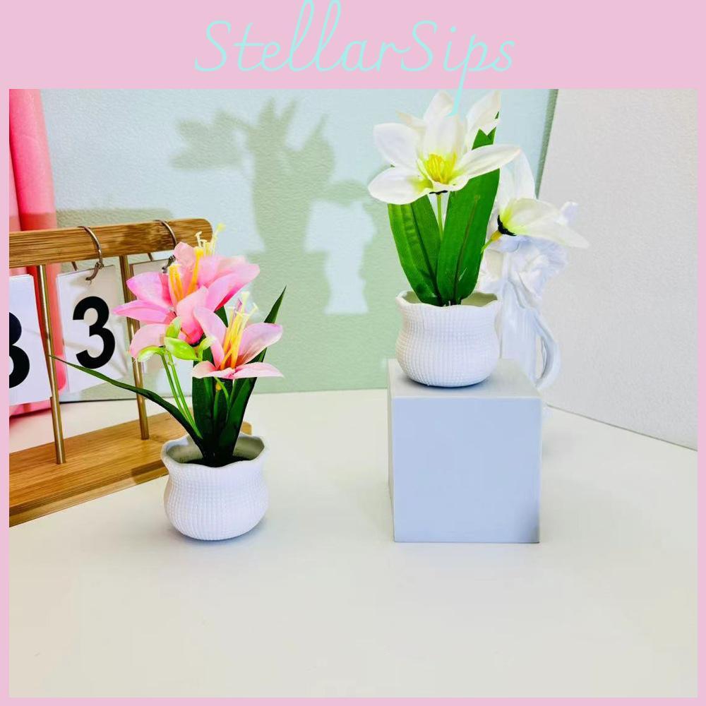 Flower Potted Narcissus With Silk Plastic Material For Home Garden Studio Decor