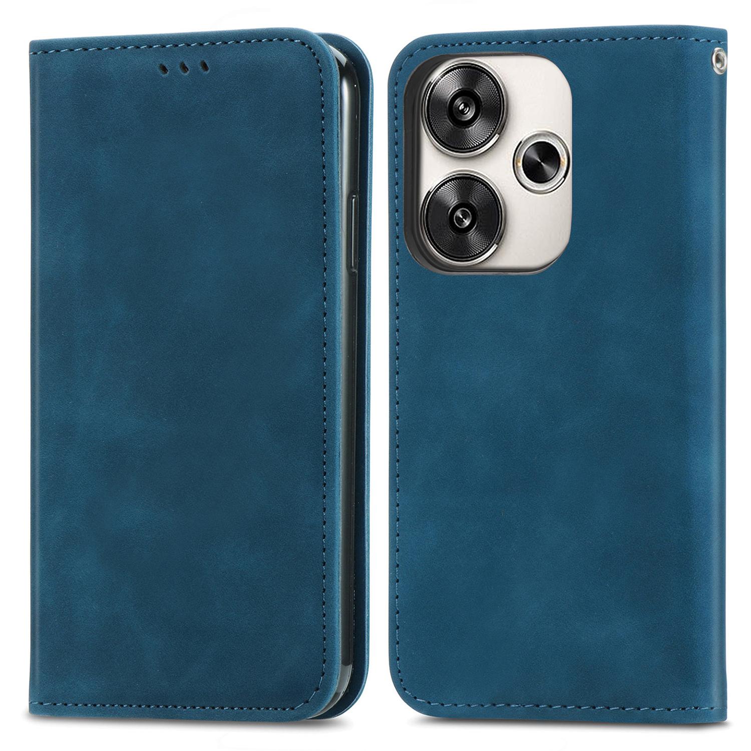 

For Xiaomi Poco F6 5G/Redmi Turbo 3 5G Case Leather Skin-Touch Phone Cover Card Holder Dark Blue