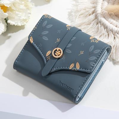 Moda Mujeres Carteras Cortas Pu Suave Hebilla de Cinturón Estampada Cartera Corta Plegable en Tres Partes Monedero para Estudiantes Monedero para Mujeres Carteras Para Mujer