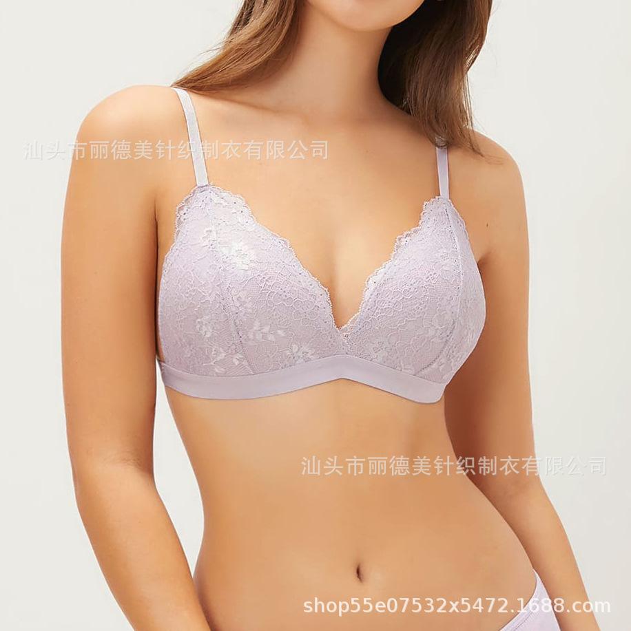 Girls French Triangle Cup Bra Sexy Lace Rim Small Breast Traceless Underwear Lace Bra Sexy Bra