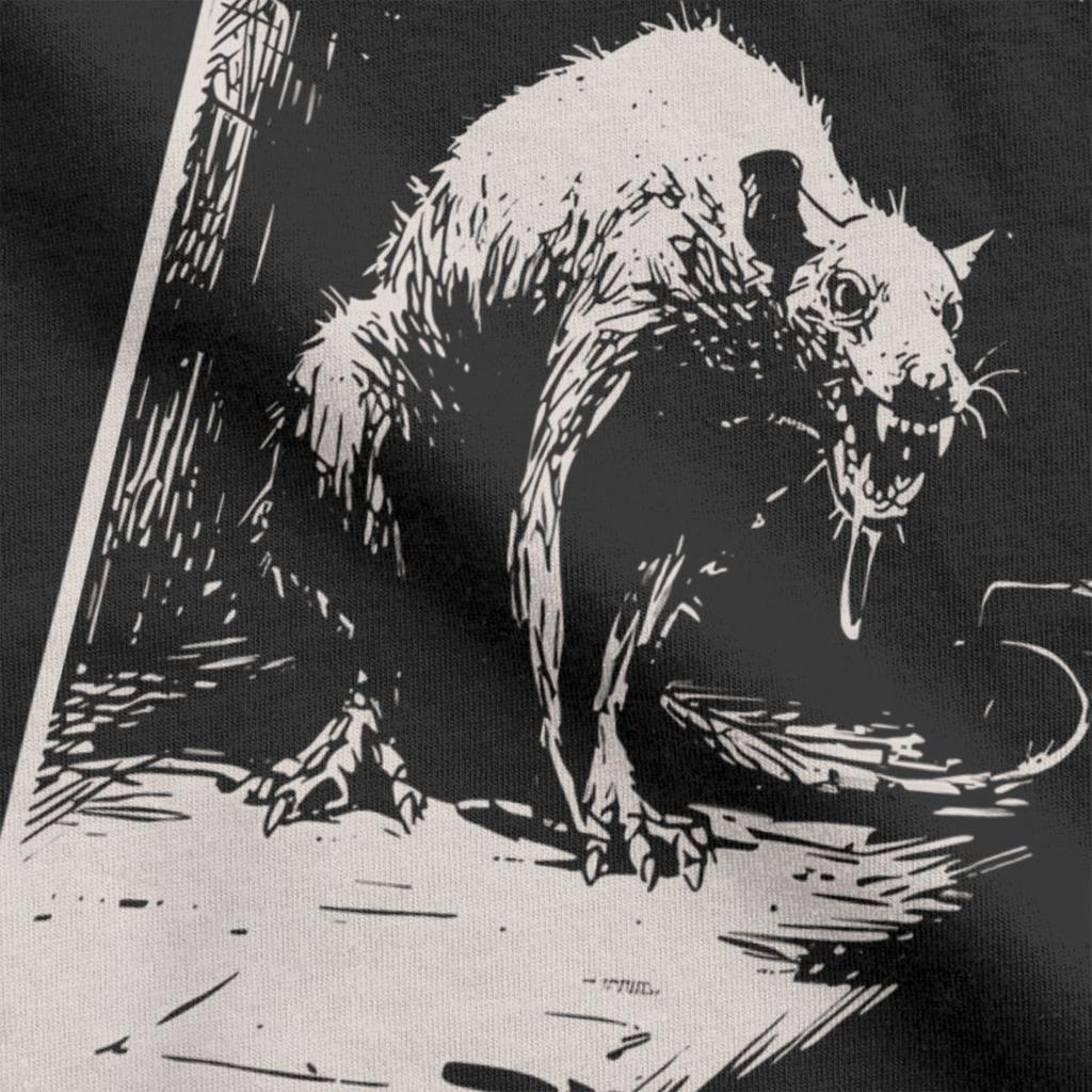 Black Death Medieval Rat Gothic Grunge T Shirts for Men 100% Cotton Vintage T-Shirt Horror Goth Tees Short Sleeve Clothes