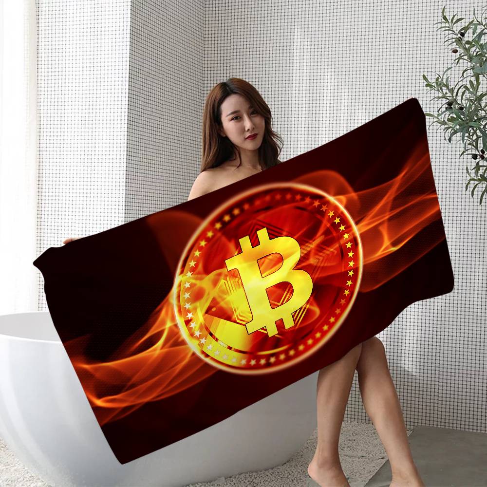 Funny Bitcoin Microfiber Printed Beach Towel Mountain Climbing Yoga Beach Swimming Running Absorbent Soft Towel