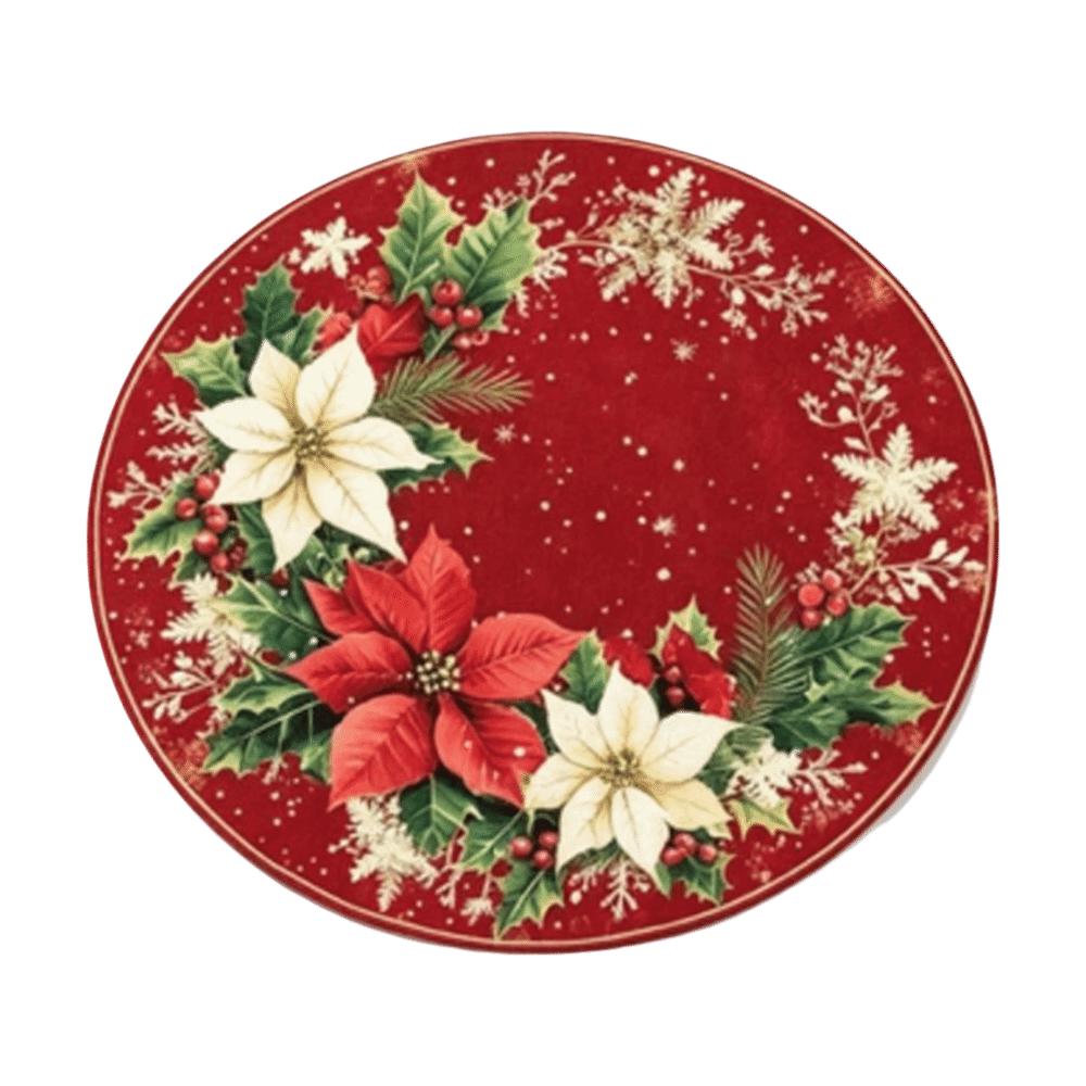 Snowman Christmas Table Placemat Tree Bow Heat Insulation Flower Linen Table Mat Anti-slip Anti-scald Round Dining Mat