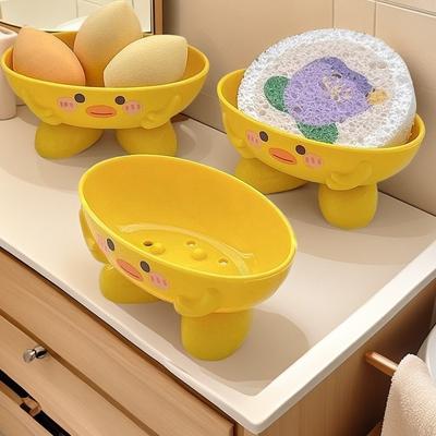 Niedliche Seifenschale in Entenform mit Abfluss, bezaubernder Seifenhalter mit Cartoon-Tiermotiv für das Kinderbadezimmer, kreative Seifenablage