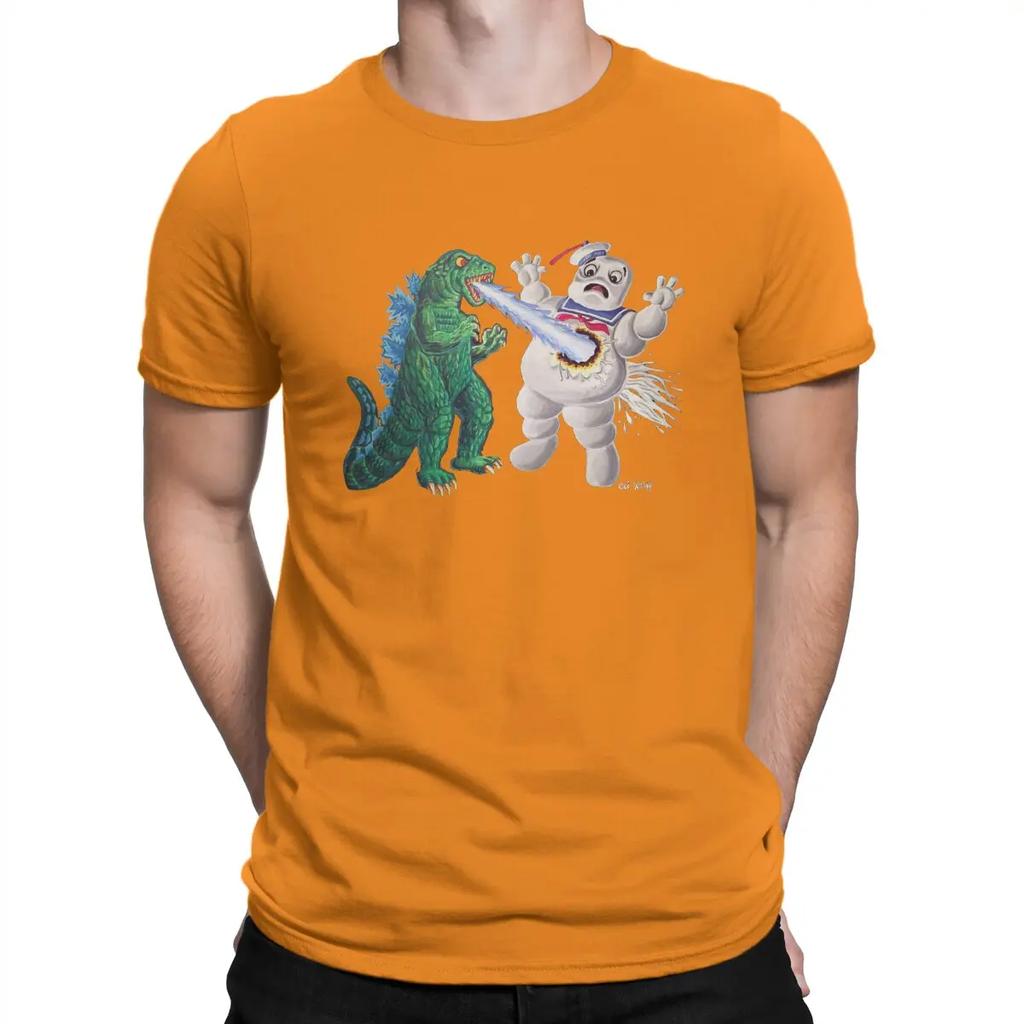 Kaiju With A Sweet Tooth T-Shirts for Men Attack Of The Marshmallow Unique Cotton Collar Short Sleeve T Shirt Graphic Printed