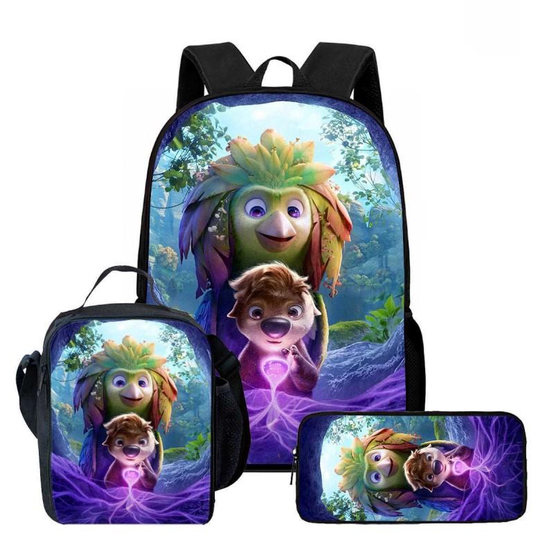 Kids Cartoon Backpack Lunch Bag Pencil Case 3-Piece Set With Fun Print Design School Use
