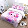Cute Pink Axolotl with Flowers Bedding Duvet Cover Set  (1*Duvet Cover 2*Pillowcases, without duvet insert)