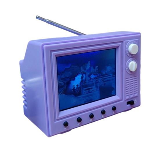 Mini TV Real Video Playback Mini Working TV for Doll Houses 1/12 Scale with Rotatable Antenna USB Rechargeable Battery Miniature Furniture Toy Gift