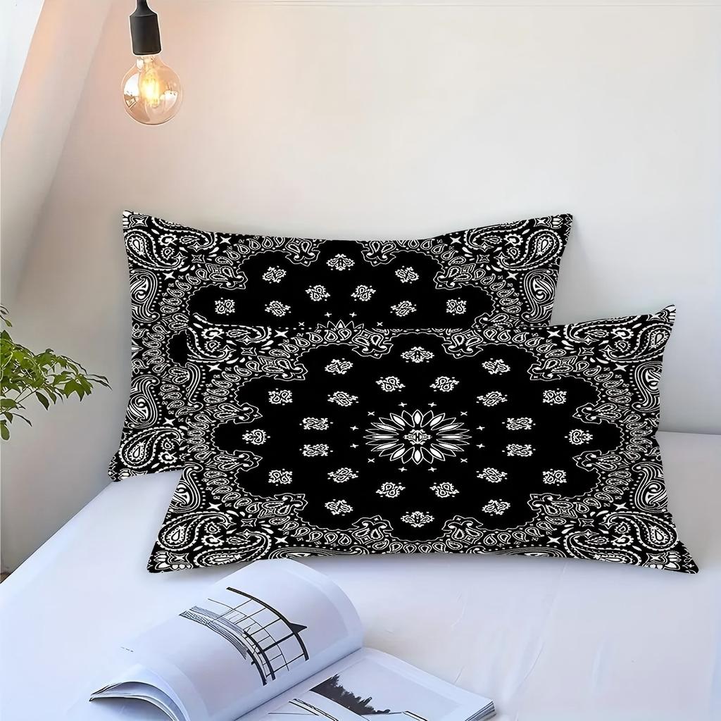 Paisley Flower Pattern 3D Printed Bedding Set Arabic Style Decoration Black Grid Duvet Cover Polyester Quilt Cover Pillowcase