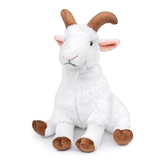 ZHONGXIN MADE Goat Plush Toy 10 inch (approx. 25cm) Realistic White Goat Sitting Position Super Soft Kids Gift Birthday Baby Shower Gift Animal Model