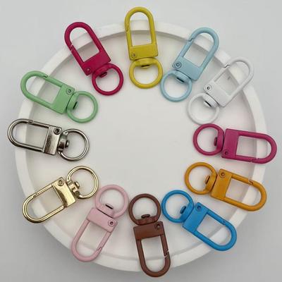 Candy Color Enamel Keychain: U-shaped Dog Clasp D-Ring Hook, Bag Pendant DIY Jewelry Accessory.