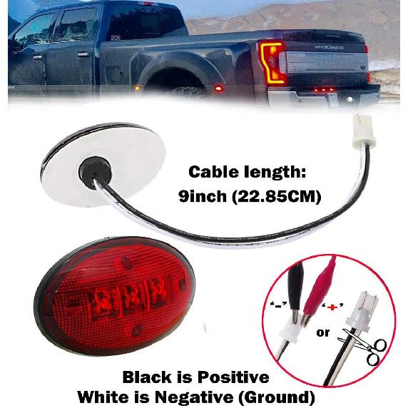 KEING Dually Bed Fender Side Marker LED Lights For Ford 1999- F250 F350 F450 F550 (2PCS Red + 2PCS Amber)