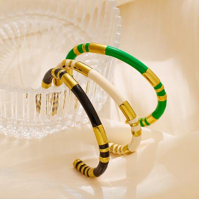 New Light Luxury Style Bamboo Joint Bracelet for Women Simple Enamel Open-mouth Bracelet for Women