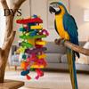 Papageien-Beschäftigungsspielzeug zum Kauen für Aras, Graupapageien, Buntes Holzblock-Puzzle mit Baumwoll-Quasten zum Kauen, Hängende Interaktive Aktivität