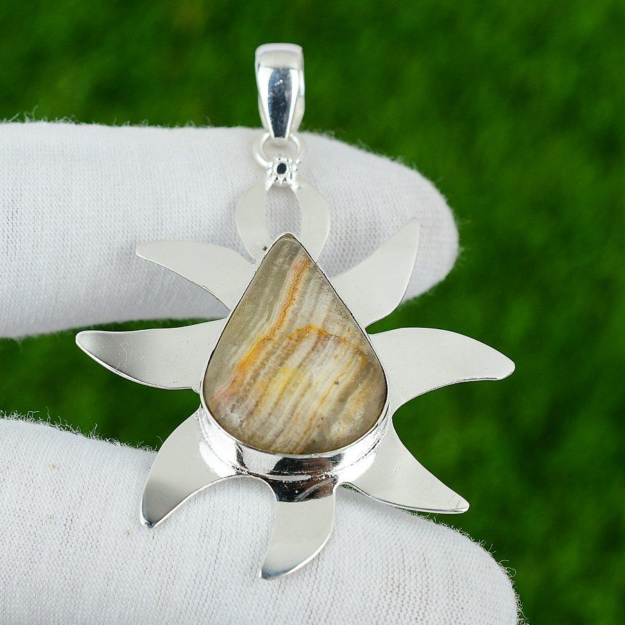 Natural Aragonite Gemstone Pendant 925 Sterling Silver Indian Jewelry For Women