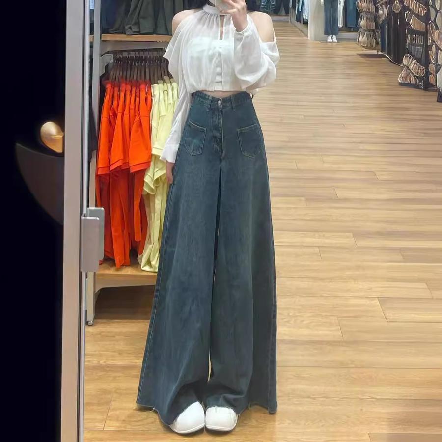 Vintage High-Waisted Wide Leg Jeans for Women Summer New Style Loose Slim Fit Trousers
