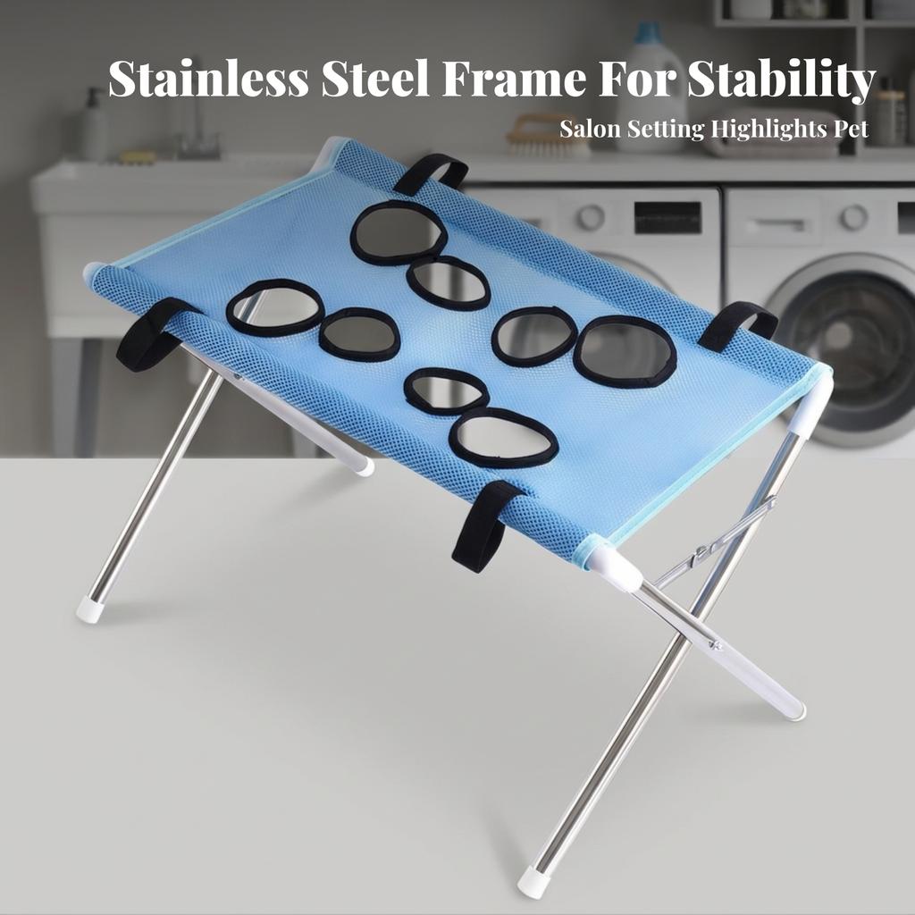 Foldable Pet Grooming Hammock with Metal Frame Space Saving Dog Cat Cradle Table for Nail Trimming Bathing Home Salon Use