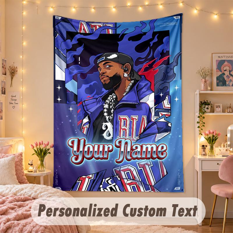 Custom Personalized Tapestry,Kendrick Lamar Print Custom Name Text Wall Art Hanging for Bedroom