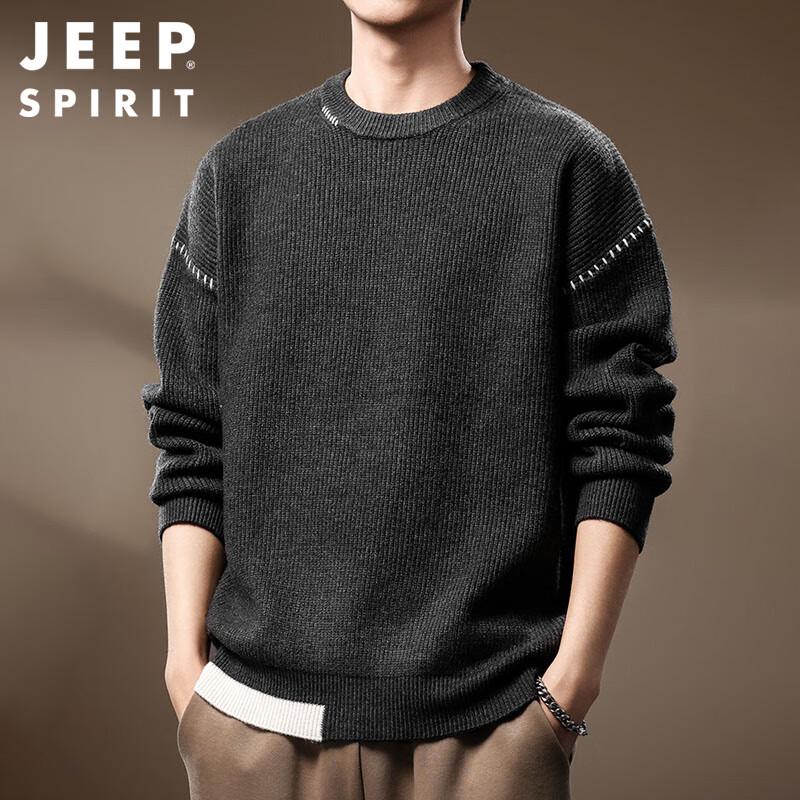 JEEP SPIRIT Men's Heavyweight Round Neck Sweater