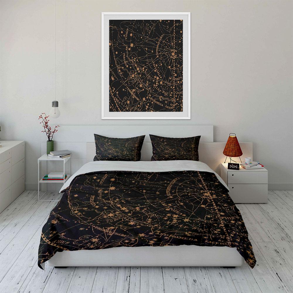 Celestial Star Map Decoration Set Soft Comfortable Duvet Cover Bedding Set Included 1*Duvet Cover & 2*Pillowcases, Gift